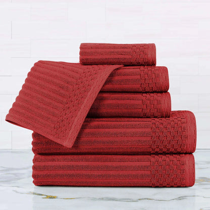 Ribbed Textured Cotton Ultra-Absorbent 6 Piece Towel Set