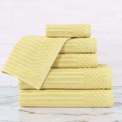 Ribbed Textured Cotton Ultra-Absorbent 6 Piece Towel Set