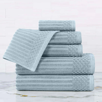 Ribbed Textured Cotton Ultra-Absorbent 6 Piece Towel Set
