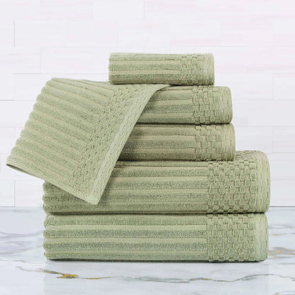 Ribbed Textured Cotton Ultra-Absorbent 6 Piece Towel Set