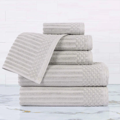 Ribbed Textured Cotton Ultra-Absorbent 6 Piece Towel Set