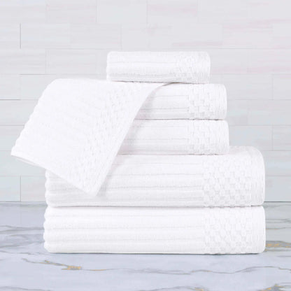 Ribbed Textured Cotton Ultra-Absorbent 6 Piece Towel Set