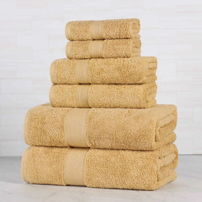 Organic Cotton Solid Plush Assorted 6 Piece Towel Set