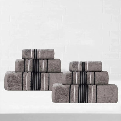 Sadie Zero Twist Cotton Absorbent Solid 6 Piece Towel Set