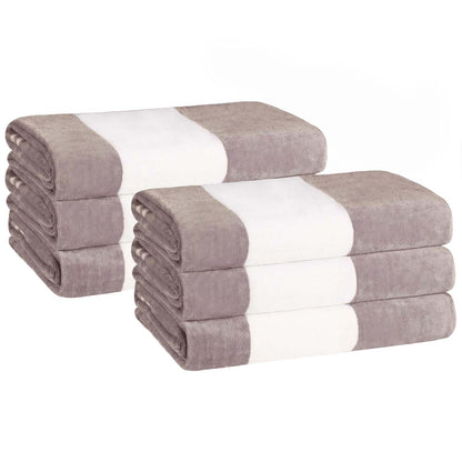 Superior Cabana Stripe Oversized Cotton Beach Towel Set Of 2,4,6 - Light Grey