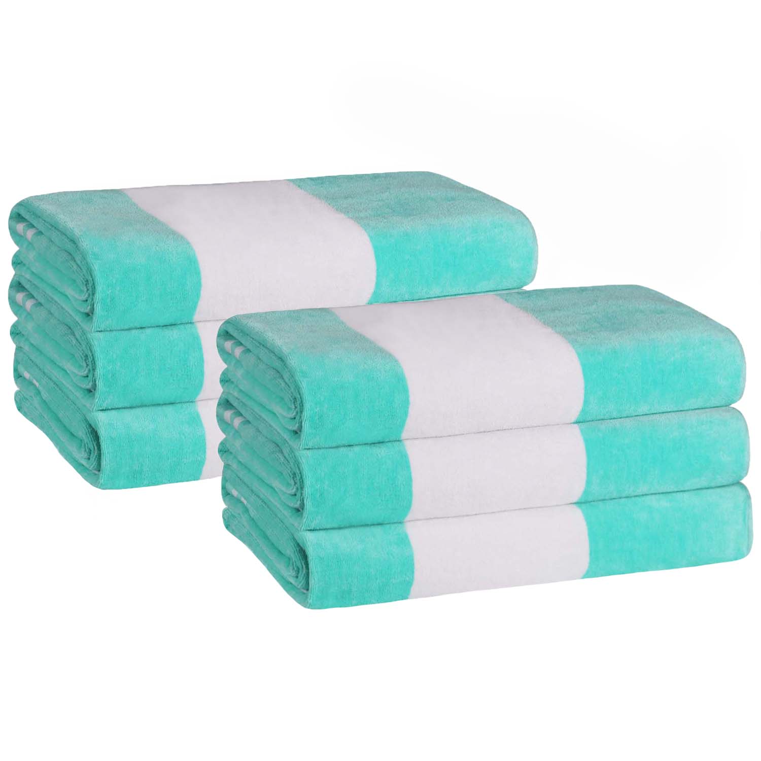 Superior Cabana Stripe Oversized Cotton Beach Towel Set Of 2,4,6 - Mint