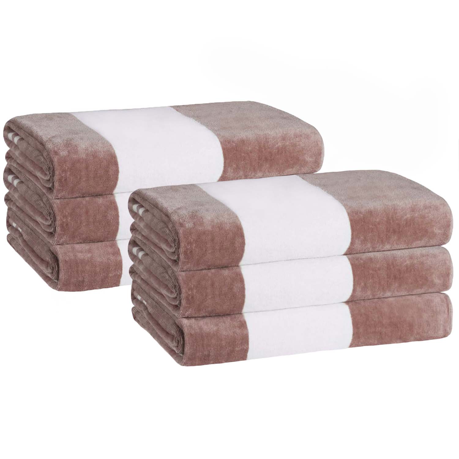 Superior Cabana Stripe Oversized Cotton Beach Towel Set Of 2,4,6 - Taupe