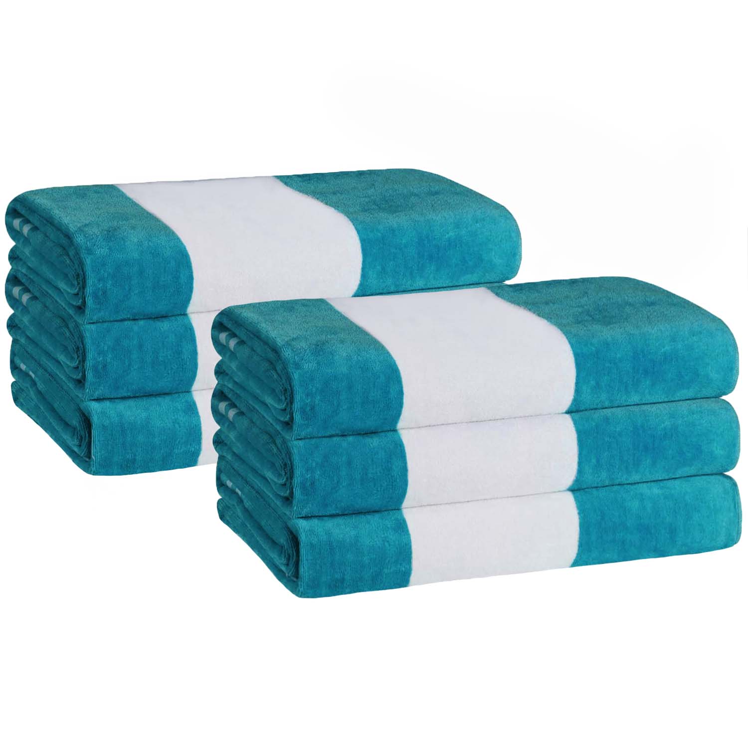 Superior Cabana Stripe Oversized Cotton Beach Towel Set Of 2,4,6 - Turquoise
