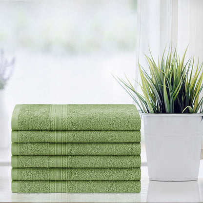 Superior Eco-Friendly Ring Spun Cotton 6-Piece Hand Towel Set - Terrace Green