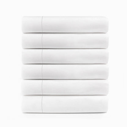 Cotton Rich Percale Hotel Quality Flat Bed Sheets Set Of 3, 6, 12 - White