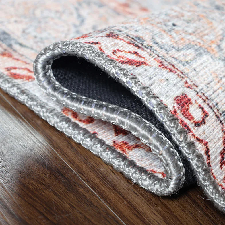 Alma Floral Medallion Indoor Area Rug Or Runner Rug - BerryRed