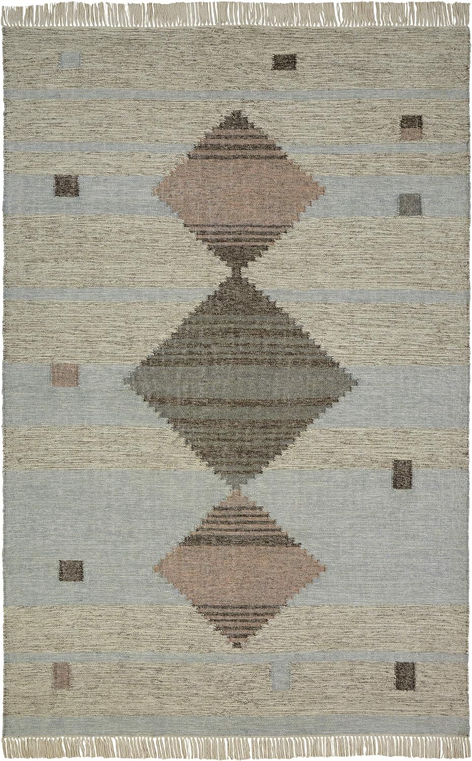 Sayah Eco-Friendly Geometric Handwoven Wool and Cotton Indoor Area Rug - Gray