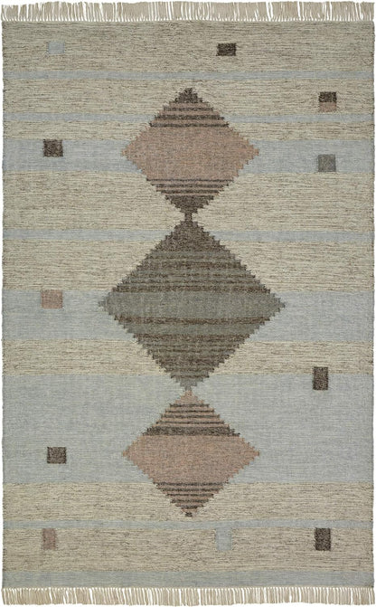 Sayah Eco-Friendly Geometric Handwoven Wool and Cotton Indoor Area Rug - Gray