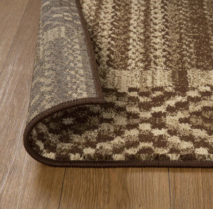Dorset Block Patchwork Indoor Area Rug or Runner Rug - Taupe