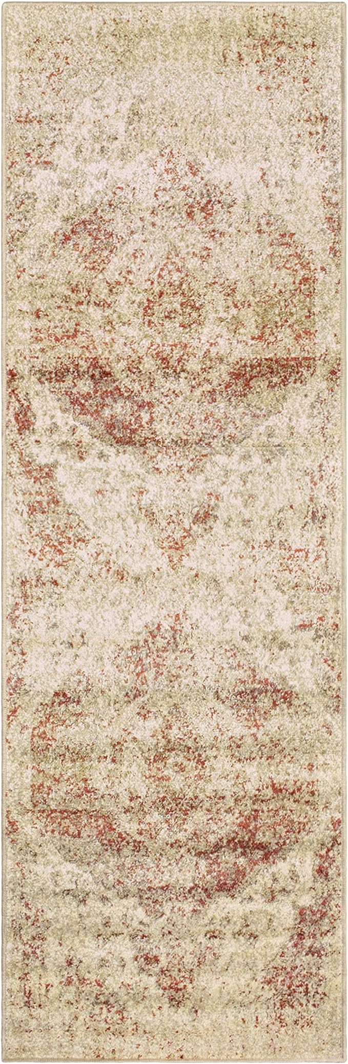 Heavily Distressed Oriental Medallion Area Rug - Cream