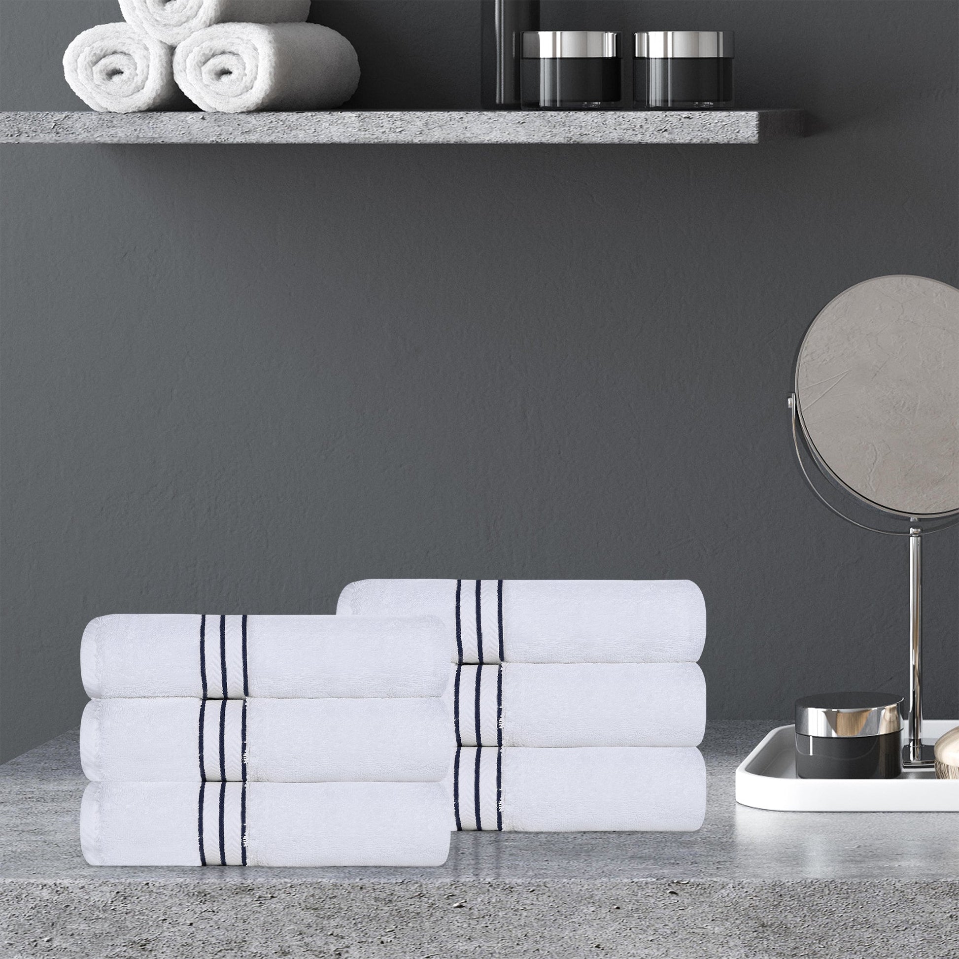 Ultra-Plush Turkish Cotton Hotel Collection Super Absorbent Solid Luxury Bathroom Set - Navy Blue