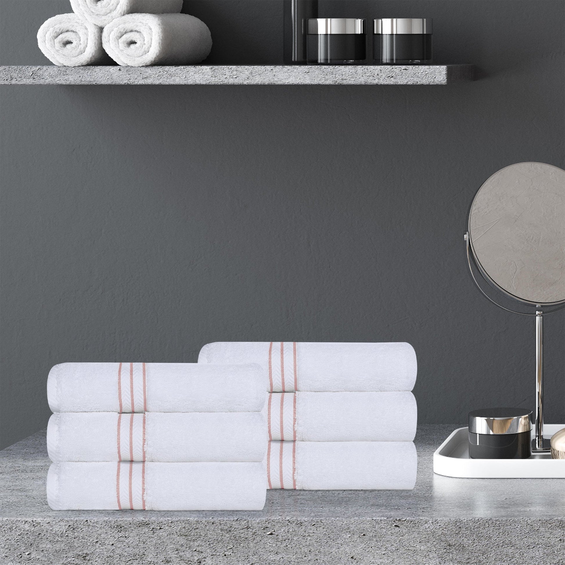Ultra-Plush Turkish Cotton Hotel Collection Super Absorbent Solid Luxury Bathroom Set - Tea Rose