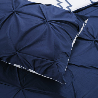 Superior Cotton Modern Geometric Valencia  Set with Button Closure - Blue