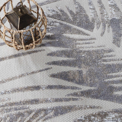  Superior Siesta Botanical Leaves Modern Indoor Outdoor Area Rug or Runner Rug - Slate