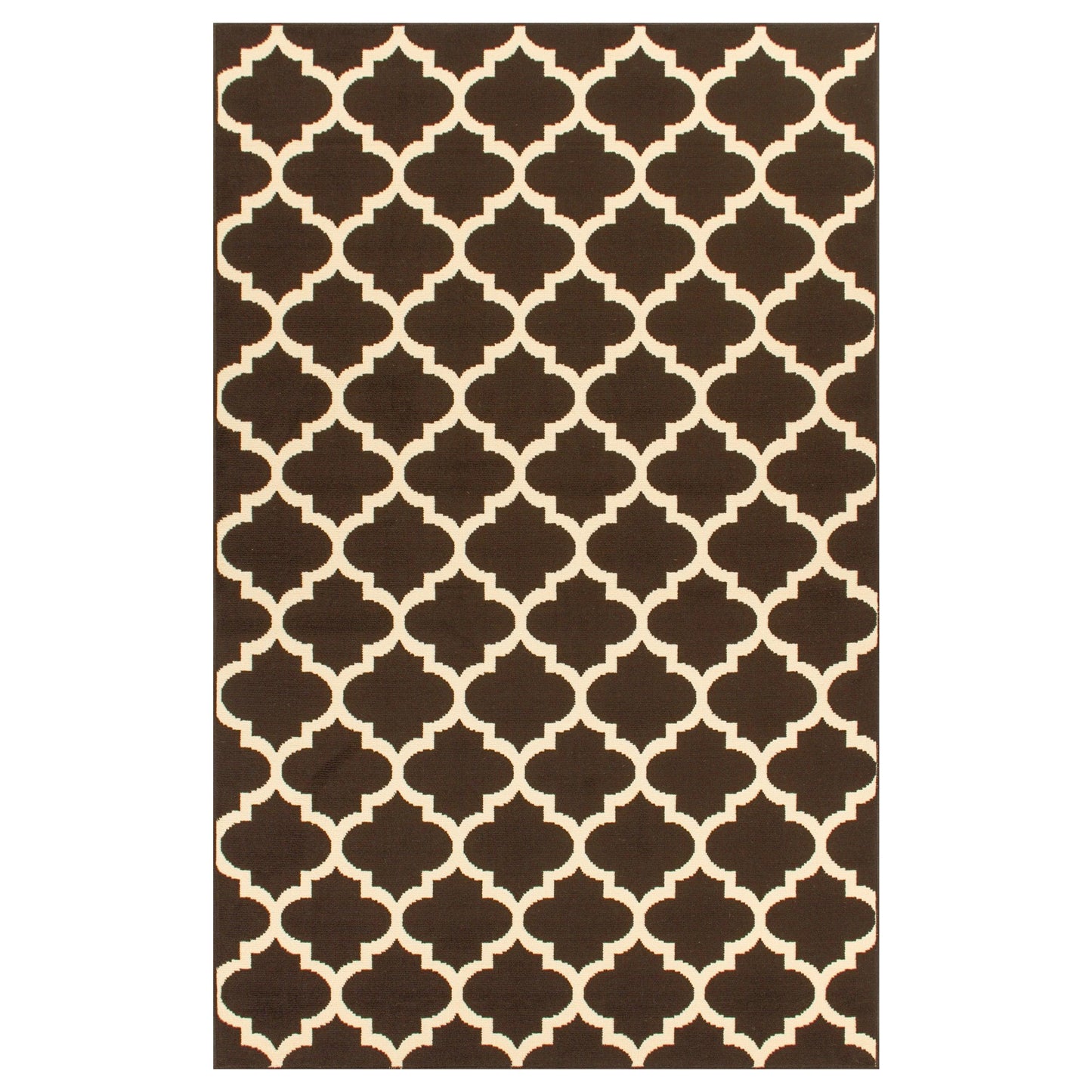  Superior Modern Quatrefoil Geometric Lattice Indoor Area Rug - Coffee