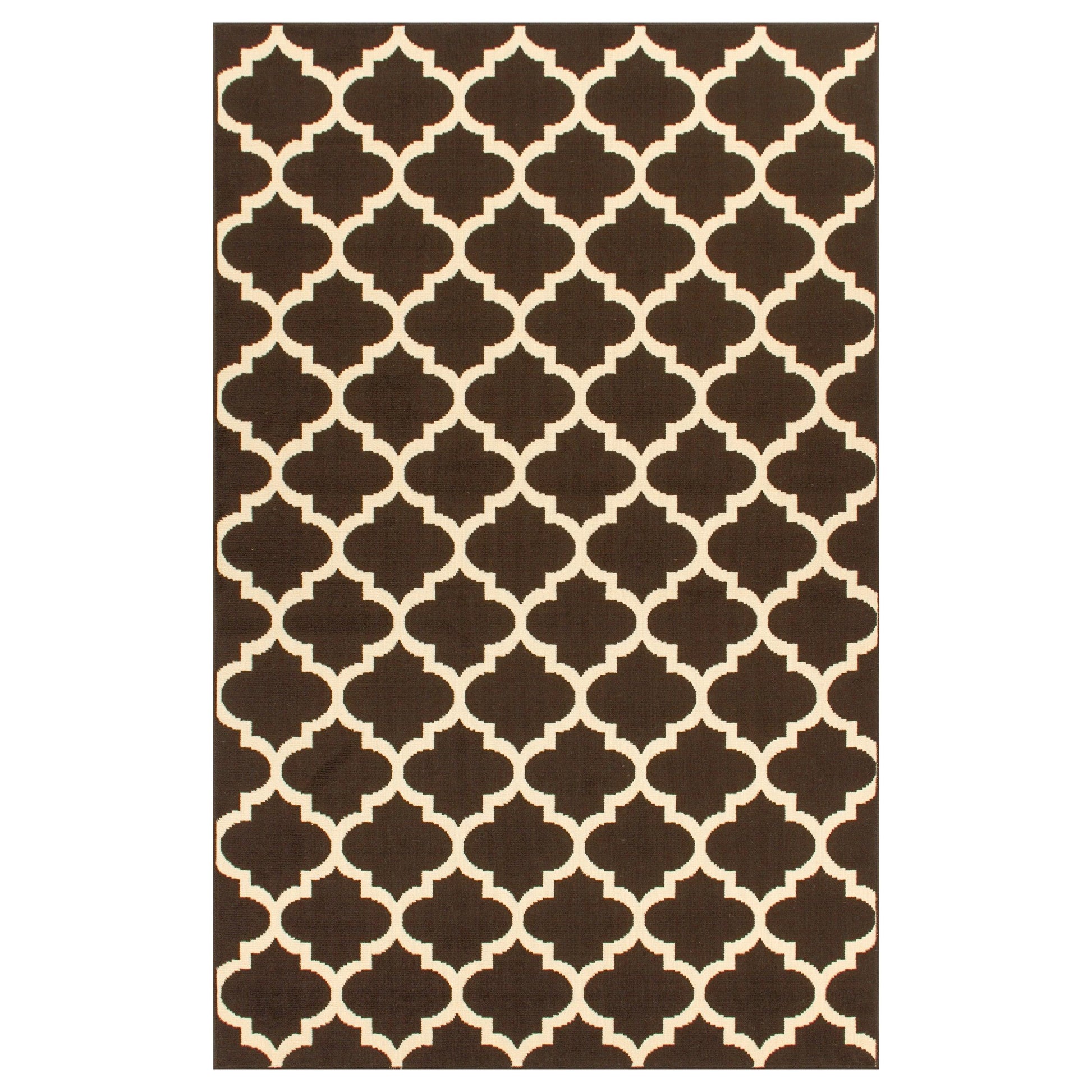  Superior Modern Quatrefoil Geometric Lattice Indoor Area Rug - Coffee