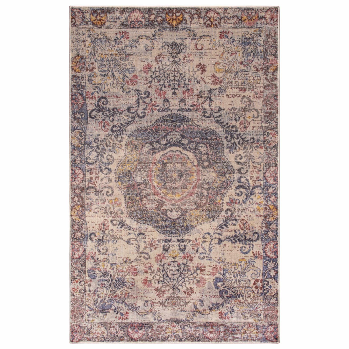 Cherise Distressed Vintage Medallion Area Rug 