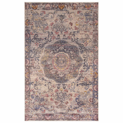 Cherise Distressed Vintage Medallion Area Rug 