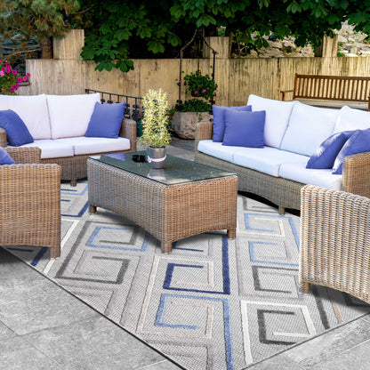 Superior Area Rug Indoor Outdoor Geometric Modern Rug - Grey