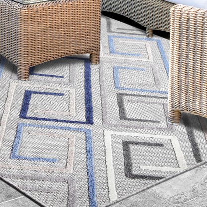 Superior Area Rug Indoor Outdoor Geometric Modern Rug - Grey