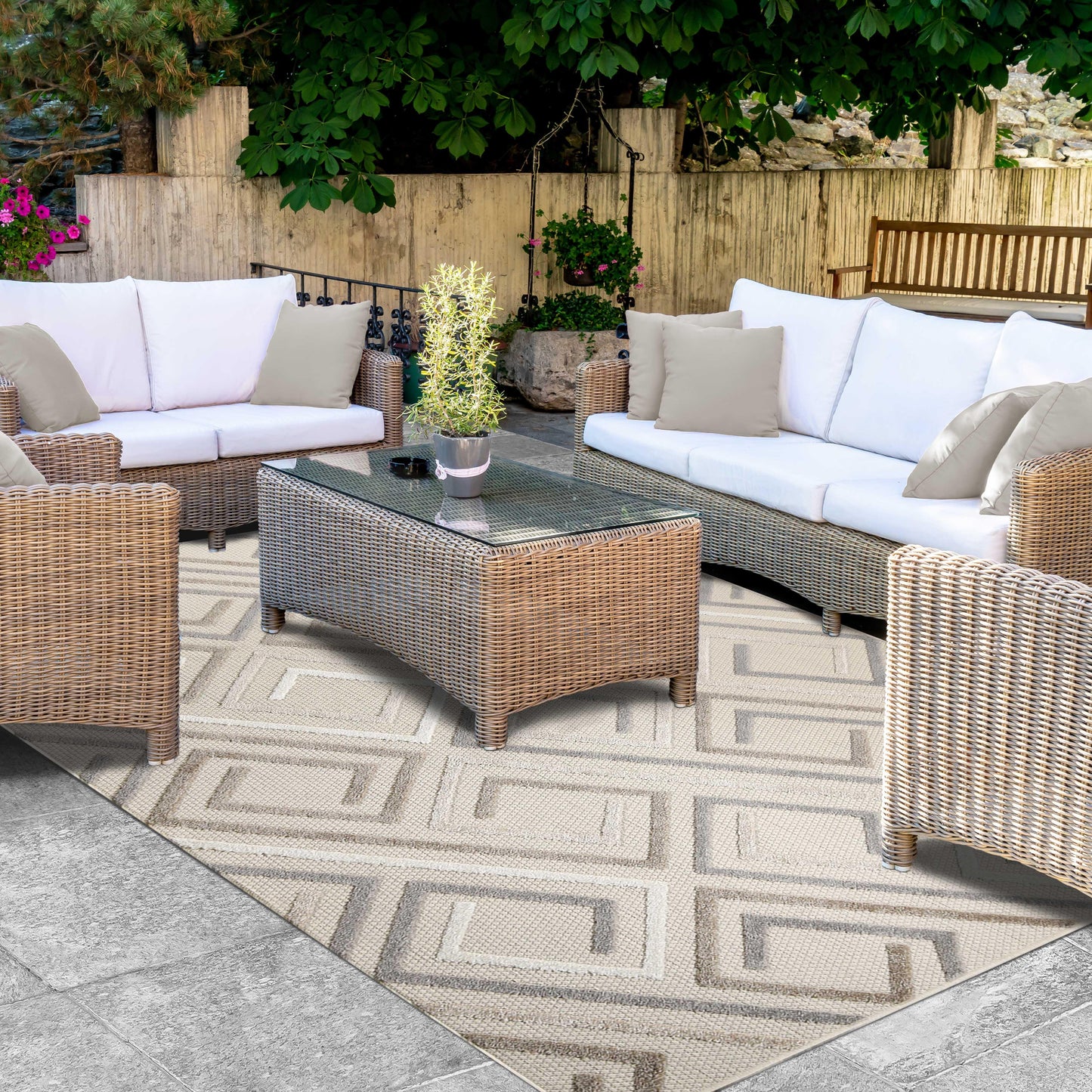 Superior Area Rug Indoor Outdoor Geometric Modern Rug - Slate