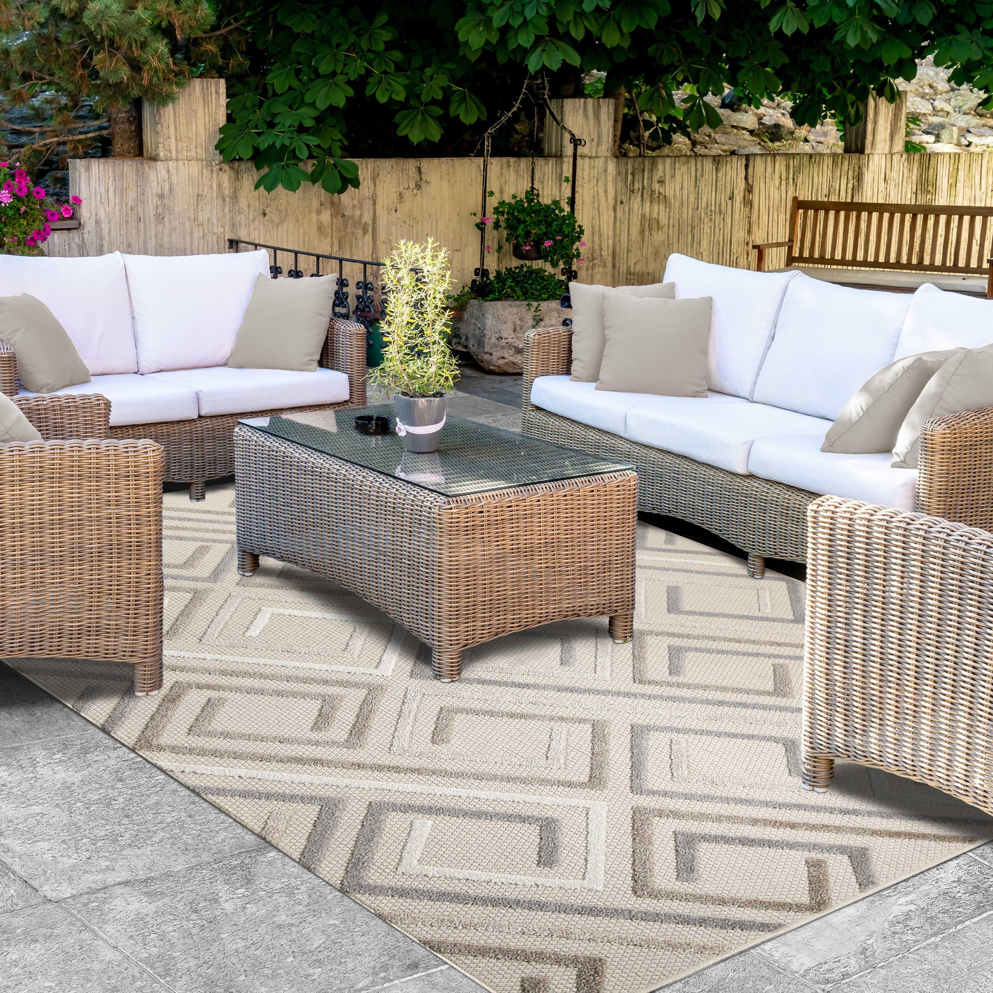 Superior Area Rug Indoor Outdoor Geometric Modern Rug - Slate