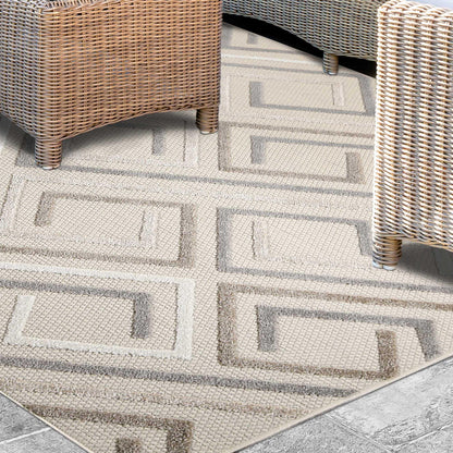 Superior Area Rug Indoor Outdoor Geometric Modern Rug - Slate