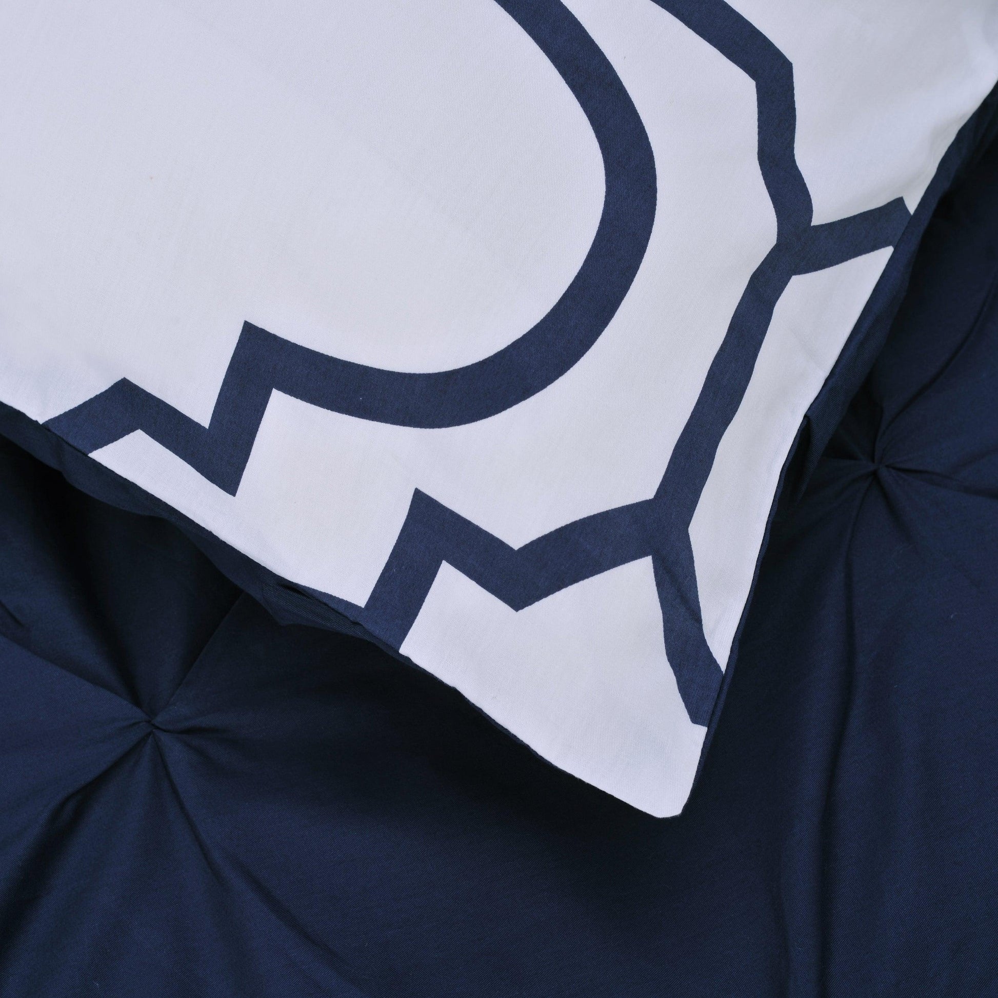 Superior Cotton Modern Geometric Valencia  Set with Button Closure - Blue