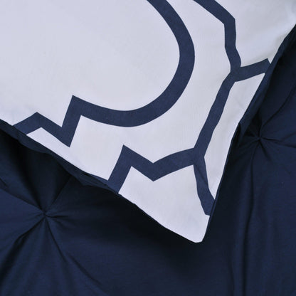 Superior Cotton Modern Geometric Valencia  Set with Button Closure - Blue