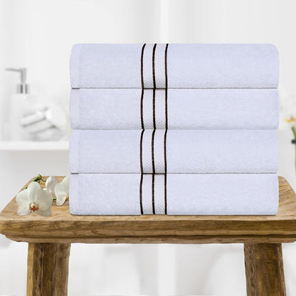 Superior Ultra-Plush Turkish Cotton Super Absorbent Solid Bath Towel Set of 4 - Chocolate