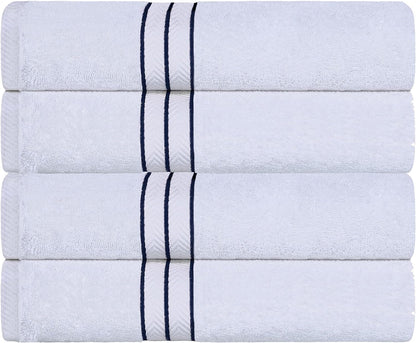 Superior Ultra-Plush Turkish Cotton Super Absorbent Solid Bath Towel Set of 4 - Navy Blue