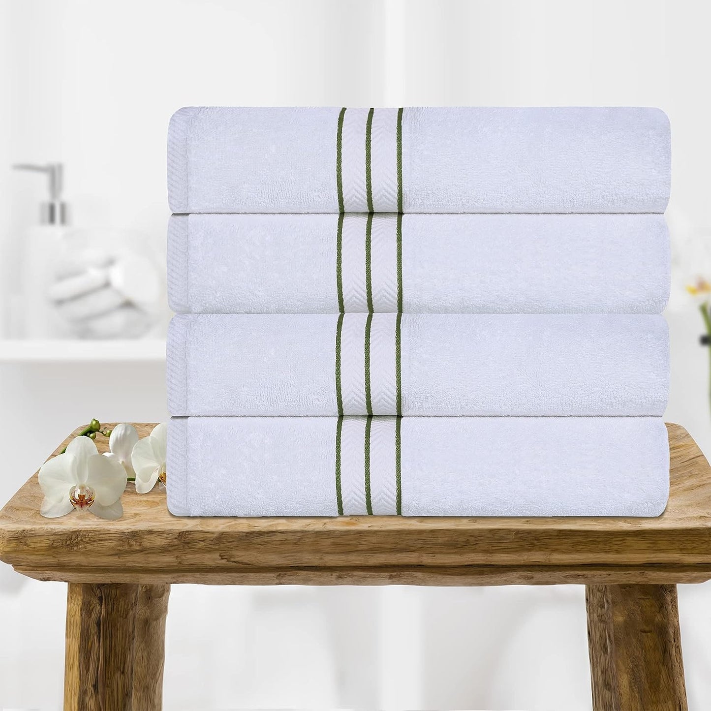 Superior Ultra-Plush Turkish Cotton Super Absorbent Solid Bath Towel Set of 4 - Forest Green