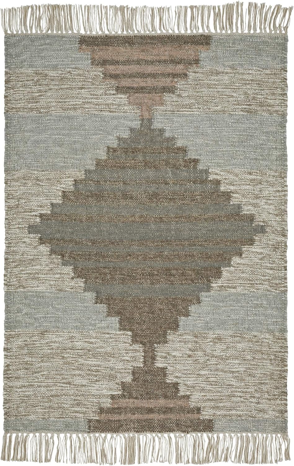 Sayah Eco-Friendly Geometric Handwoven Wool and Cotton Indoor Area Rug - Gray