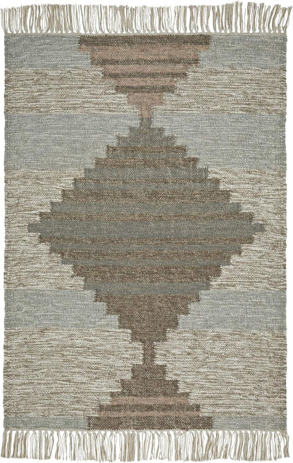 Sayah Eco-Friendly Geometric Handwoven Wool and Cotton Indoor Area Rug - Gray
