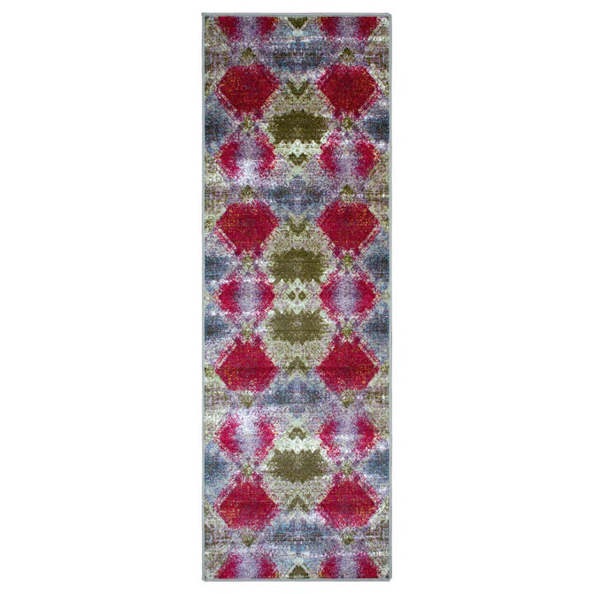 Amarsi Geometric Non-Slip Indoor Washable Area Rug - Gray