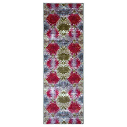 Amarsi Geometric Non-Slip Indoor Washable Area Rug - Gray