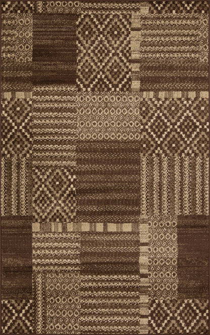 Dorset Block Patchwork Indoor Area Rug or Runner Rug - Taupe