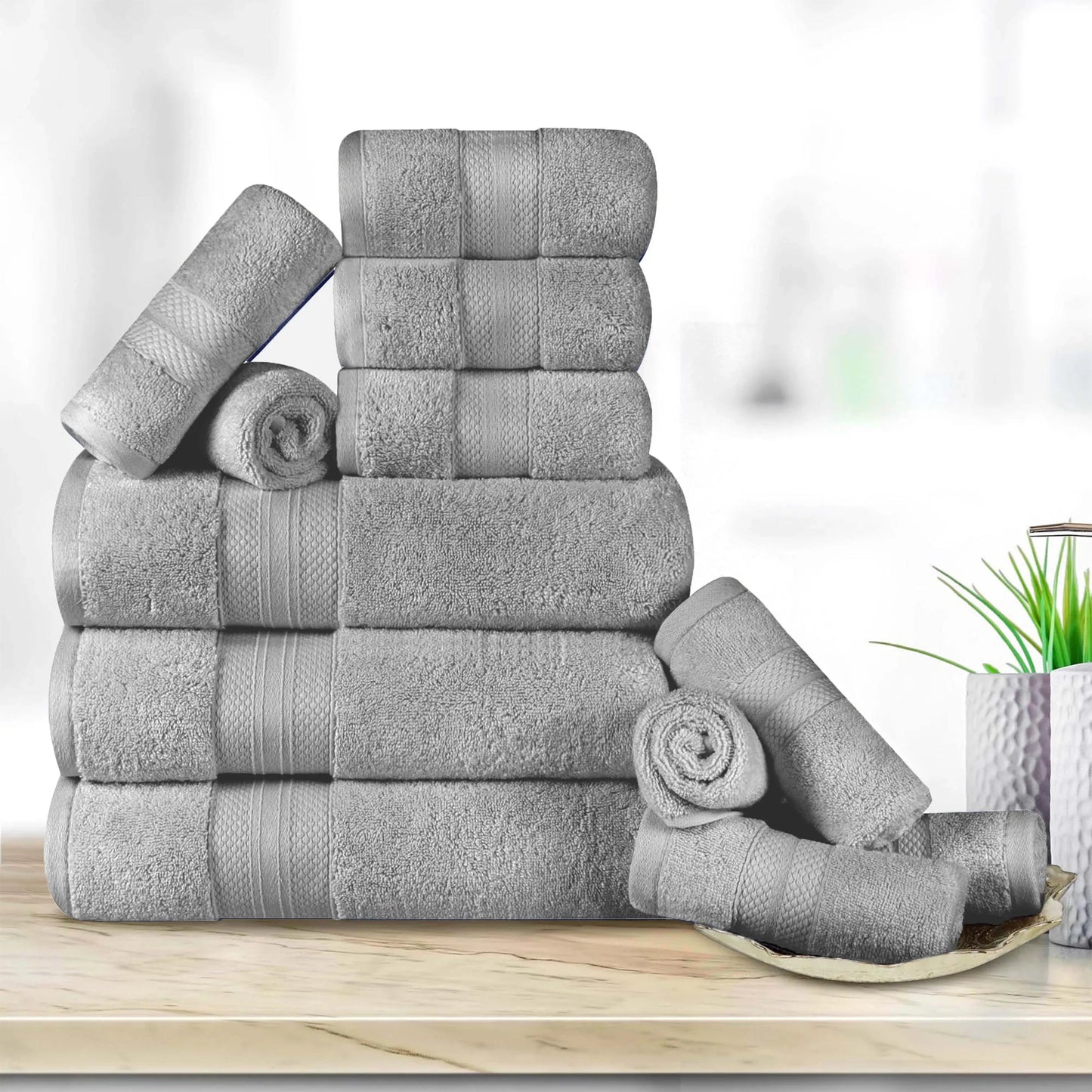 Turkish Cotton Highly Absorbent Solid 12 Piece Ultra Plush Towel Set