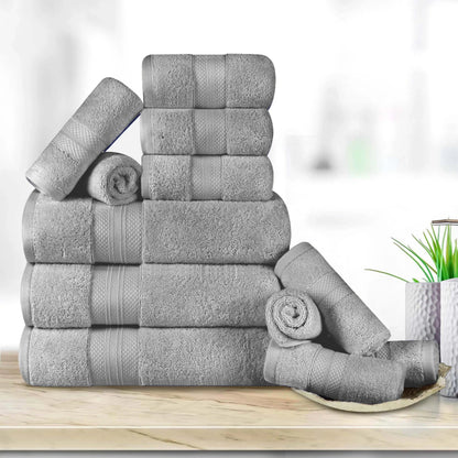 Turkish Cotton Highly Absorbent Solid 12 Piece Ultra Plush Towel Set