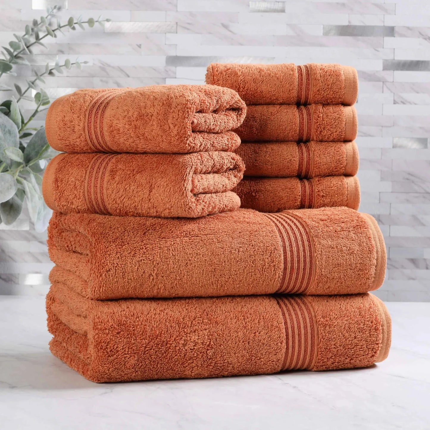 Heritage Egyptian Cotton Plush Absorbent Luxury 8 Piece Towel Set