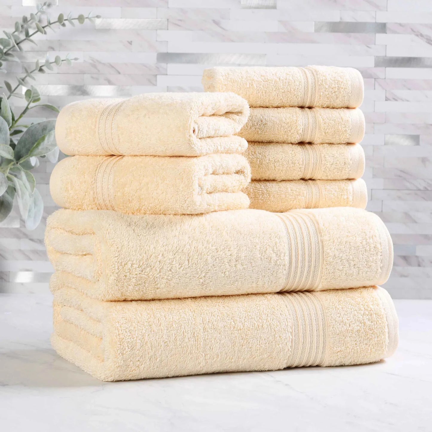 Heritage Egyptian Cotton Plush Absorbent Luxury 8 Piece Towel Set