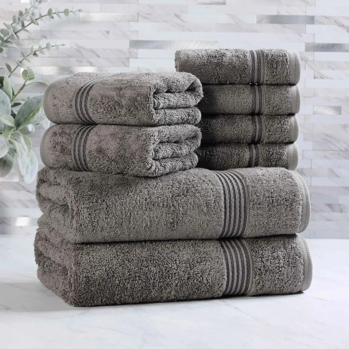 Heritage Egyptian Cotton Plush Absorbent Luxury 8 Piece Towel Set