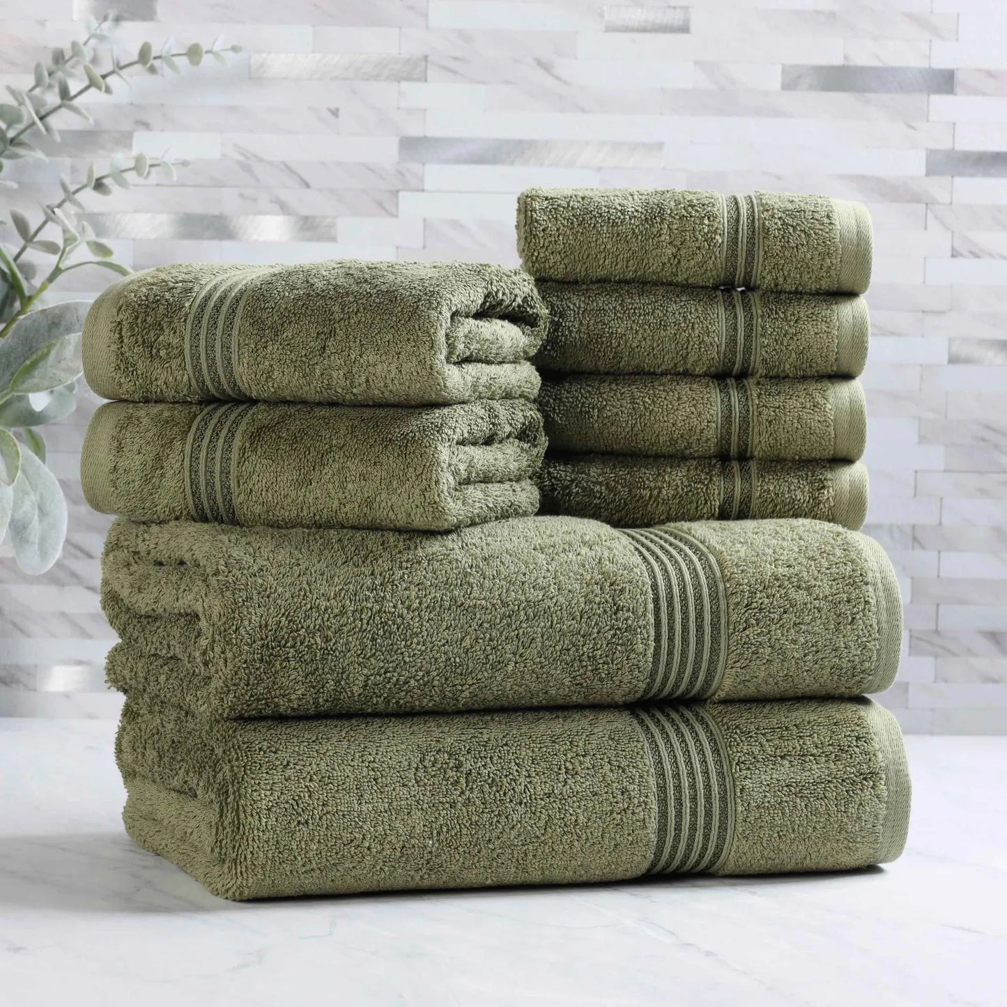 Heritage Egyptian Cotton Plush Absorbent Luxury 8 Piece Towel Set