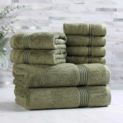 Heritage Egyptian Cotton Plush Absorbent Luxury 8 Piece Towel Set