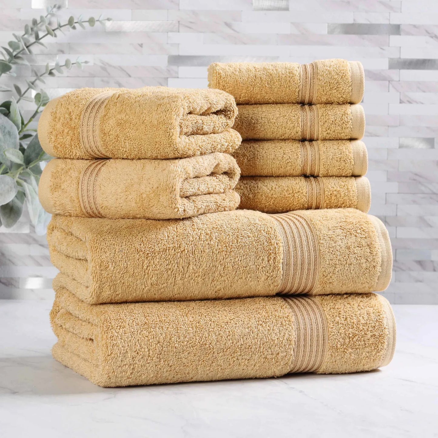 Heritage Egyptian Cotton Plush Absorbent Luxury 8 Piece Towel Set